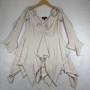 Current Mood XL Cream Cold Shoulder Handkerchief Hem Bell Sleeve Top ACM22525